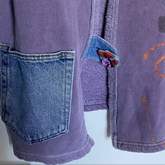 BOHEMIAN custom purple embellished button down sweatshirt - Picture 3 of 15